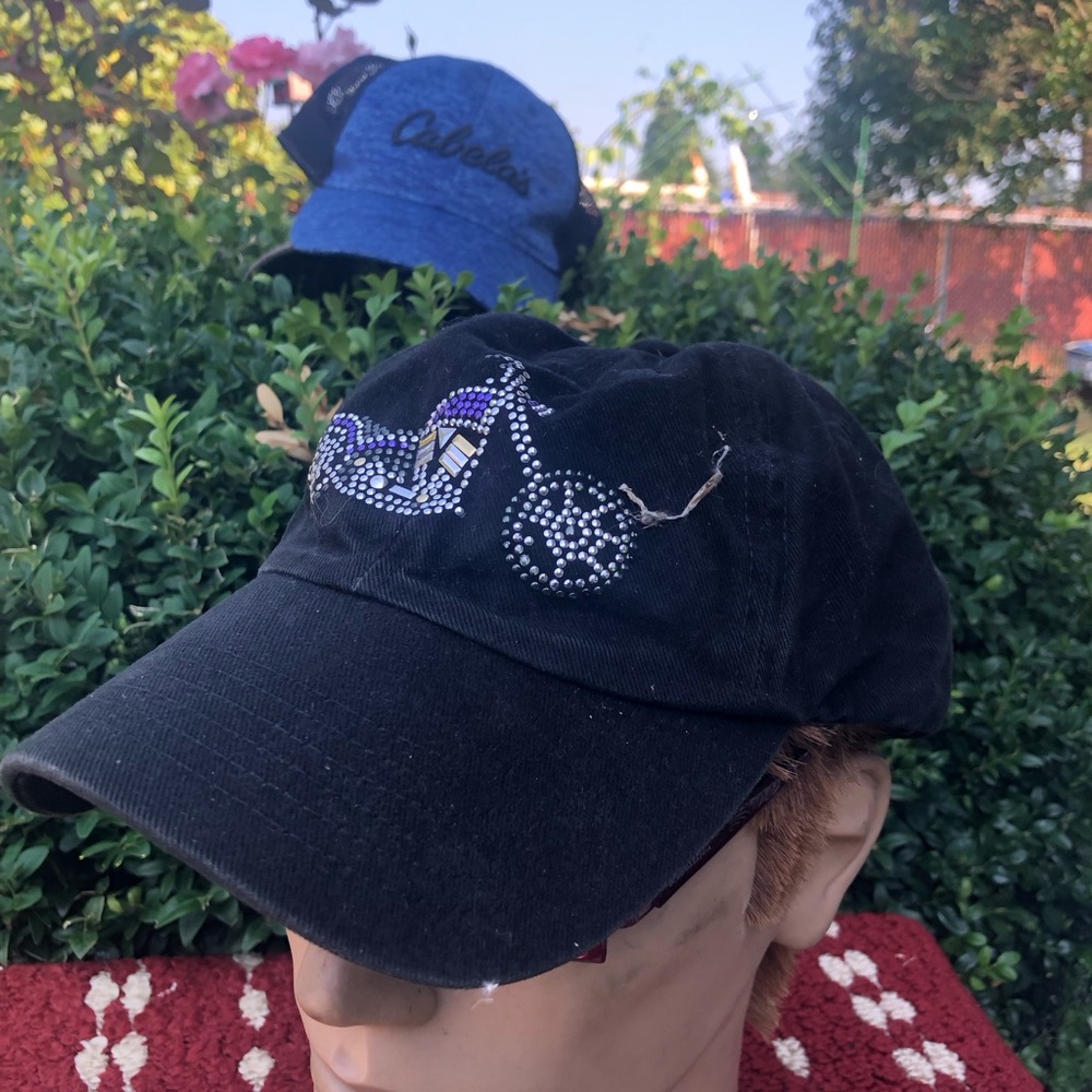 Authority Black Women’s Black Rhinestone Motorcycle Cap - Unbranded Size One